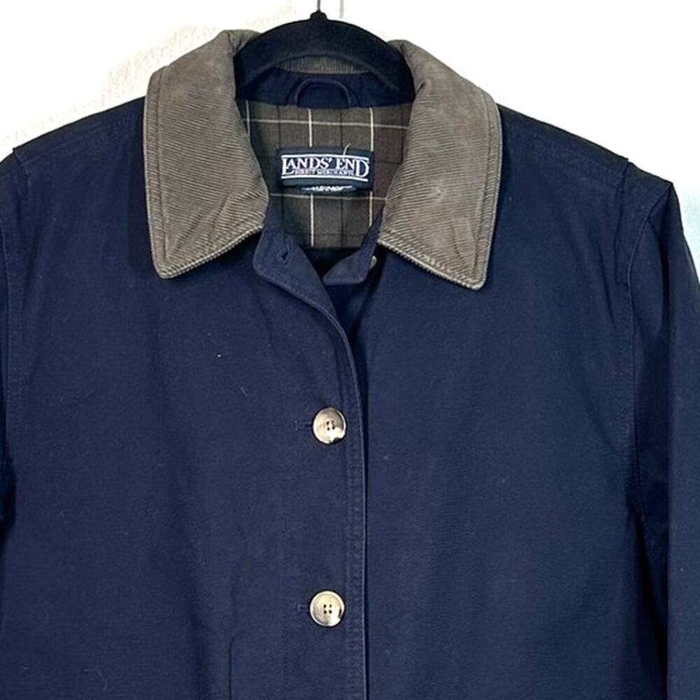 M Lands' End navy blue cotton canvas barn jacket Coat Gorpcore Cabincore 6-8 - Picture 5 of 7